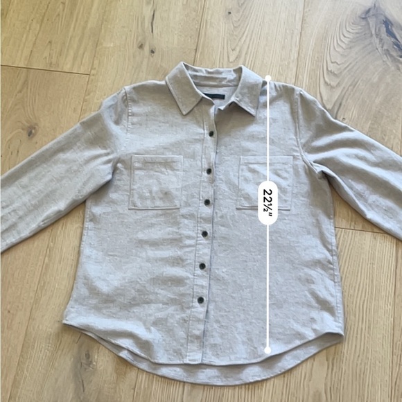 Jenni Kayne Button Down Tan Shirt Double Pocket Cotton Button-up - Picture 7 of 11